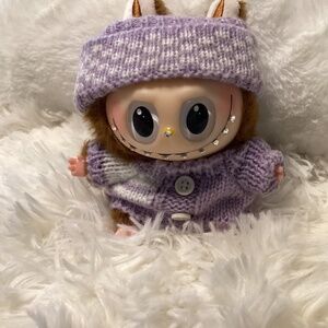 Labubu Look Alike Doll With Keychain, Color Purple, Brown, Multi Color